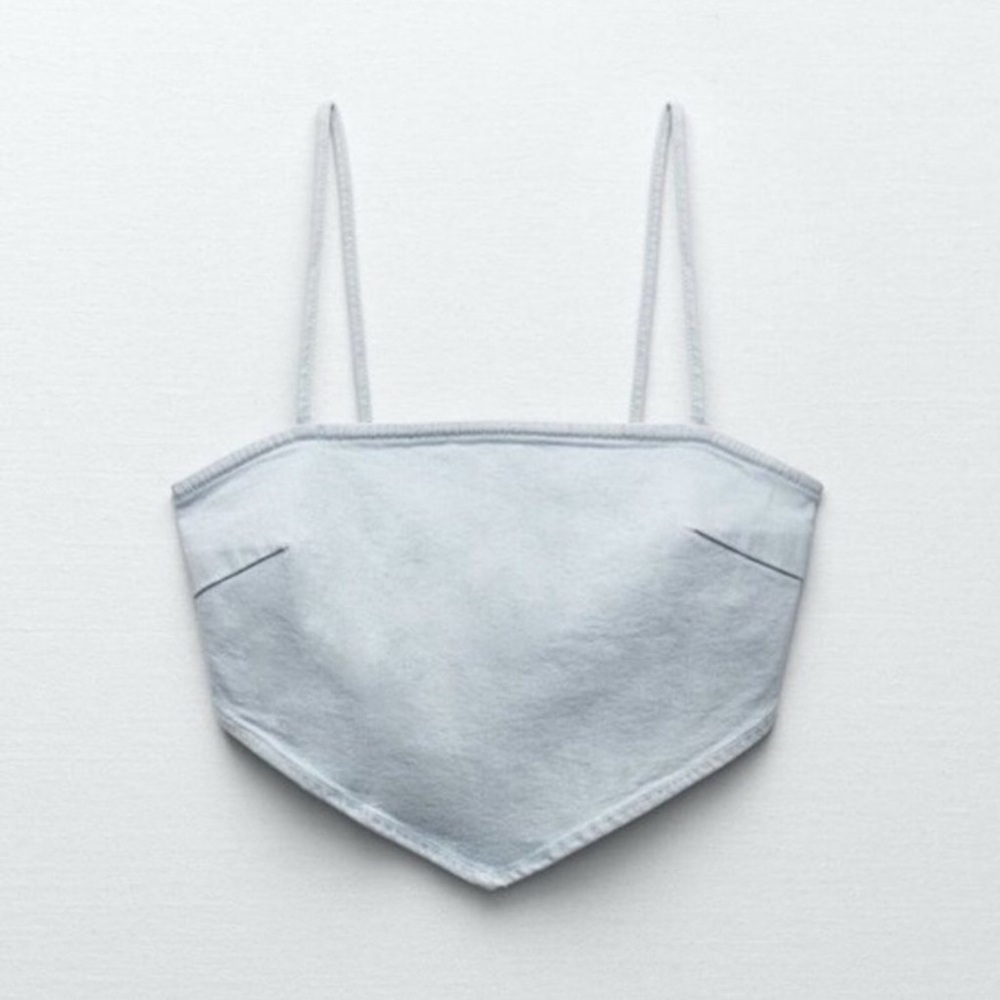 NEW Zara Denim Bandana Crop Top | S